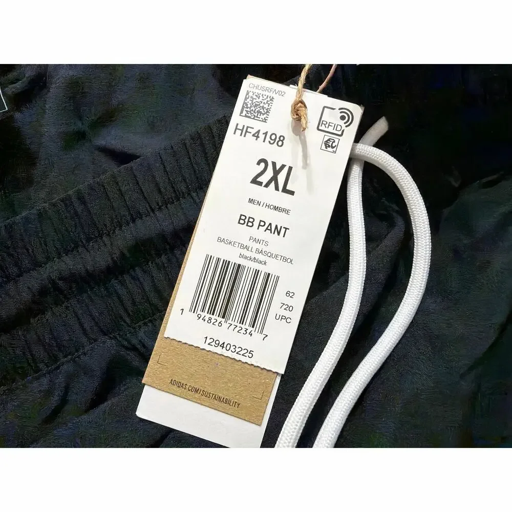 Adidas Men's Aeroready Basketball Pants Snap Black White Size 2XL 2X New
